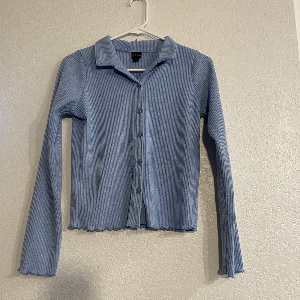 Art Class girls blue button long sleeve top size XL 14-16